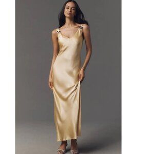 By Anthropologie Sleeveless V-Neck Midi Slip Dress